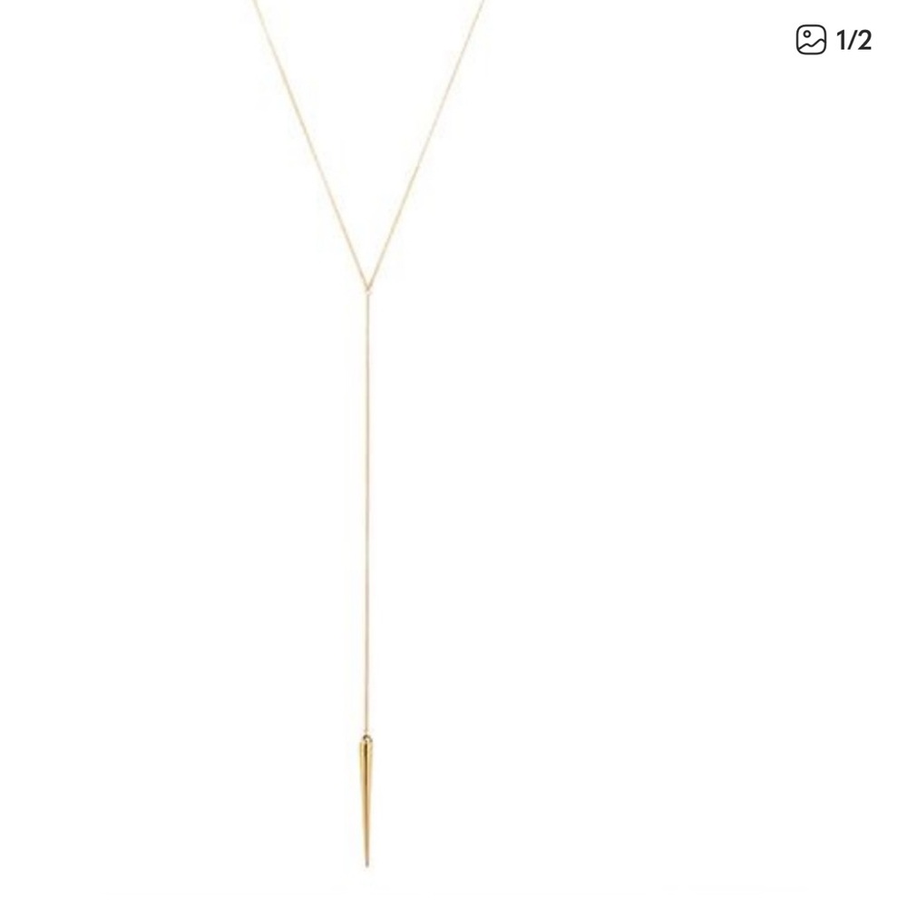 Melanie Auld Spiked Gold Lariat Necklace